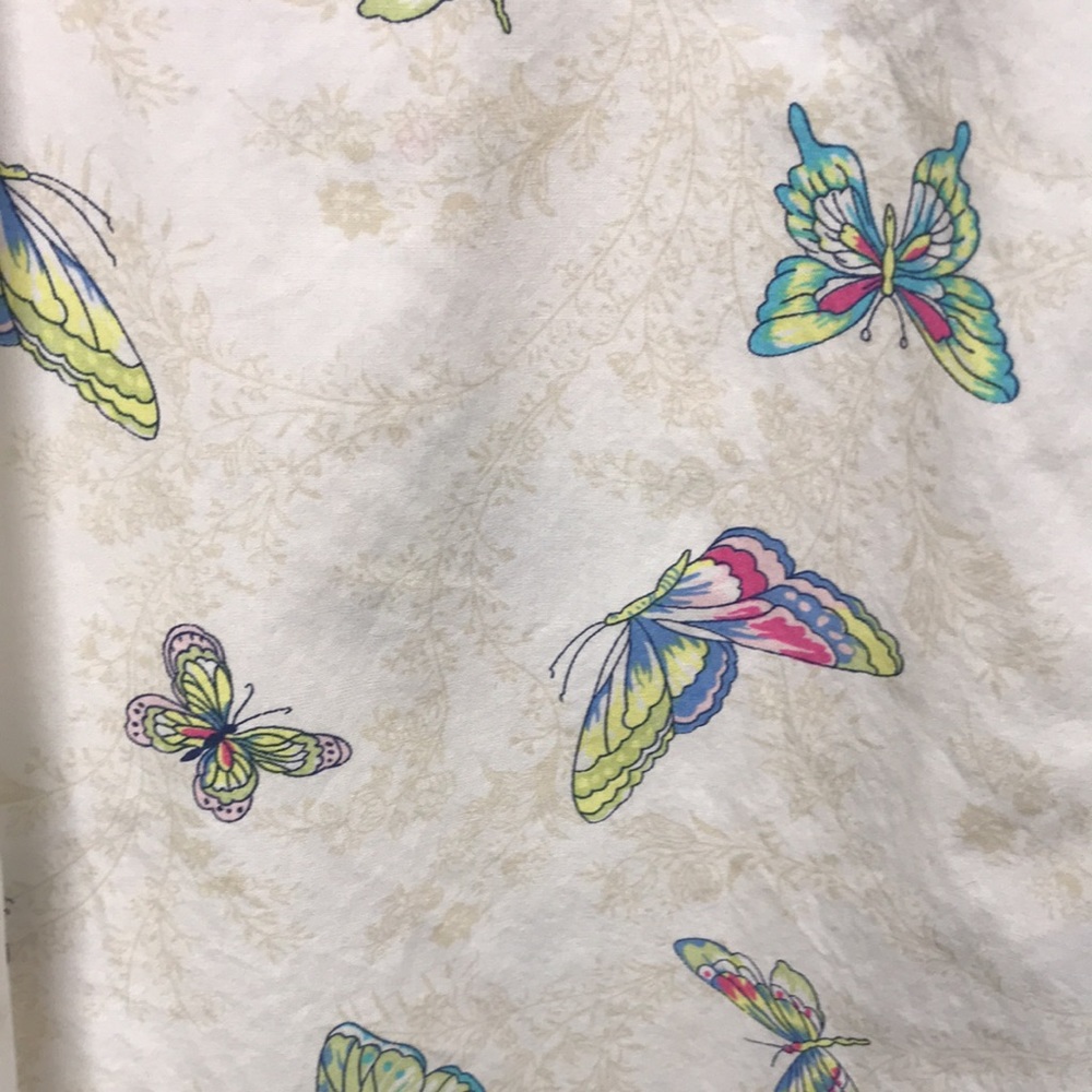 Karen Scott Sport Woman 1X Cotton Button Up Butterfly Blouse Top Off White - Picture 6 of 8